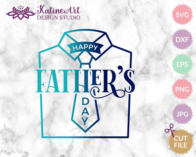 Fathers day svg, happy father's day with tie and shirt, laser cut file SVG KatineArt 