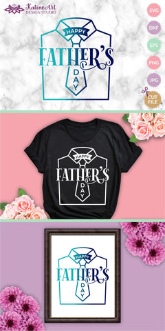 Fathers day svg, happy father's day with tie and shirt, laser cut file SVG KatineArt 