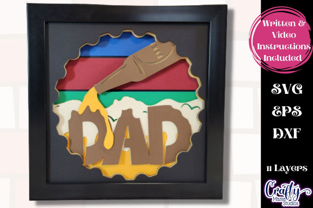 Father's Day Svg Shadow Box, 3D Layered Dad Beer Shadow Box SVG Crafty Mama Studios 