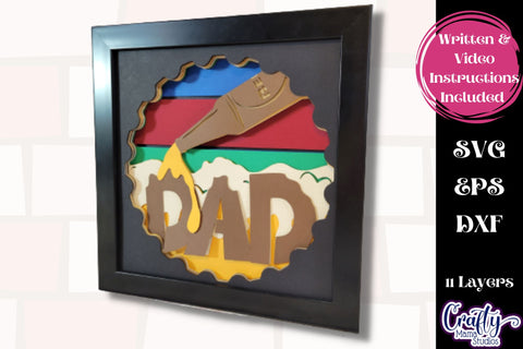 Father's Day Svg Shadow Box, 3D Layered Dad Beer Shadow Box SVG Crafty Mama Studios 