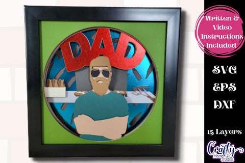 Father's Day Svg Shadow Box, 3D Layered Dad Grilling BBQ SVG SVG Crafty Mama Studios 