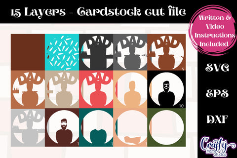 Father's Day Svg Shadow Box, 3D Layered Dad Grilling BBQ SVG SVG Crafty Mama Studios 