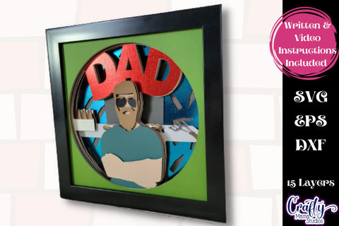 Father's Day Svg Shadow Box, 3D Layered Dad Grilling BBQ SVG SVG Crafty Mama Studios 