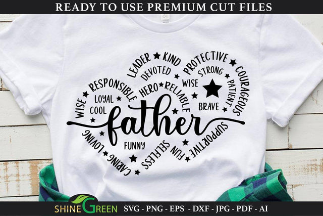 Fathers Day SVG | Strong Hero Father Heart T-Shirt Design SVG Shine Green Art 