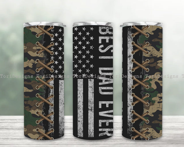 Father's Day Tumbler PNG,Camouflage Best Dad Ever Sublimation Designs, Dad American Flag PNG Sublimation ToriDesigns 