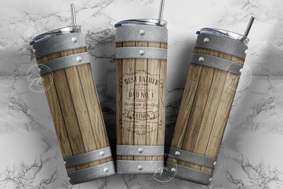 Father's Day Tumbler Wrap, Wood Tumbler, Best Father Tumbler png, Dad Wood Barrel, Fathers Day Tumbler, 20 oz Skinny Tumbler Sublimation Sublimation Syre Digital Creations 