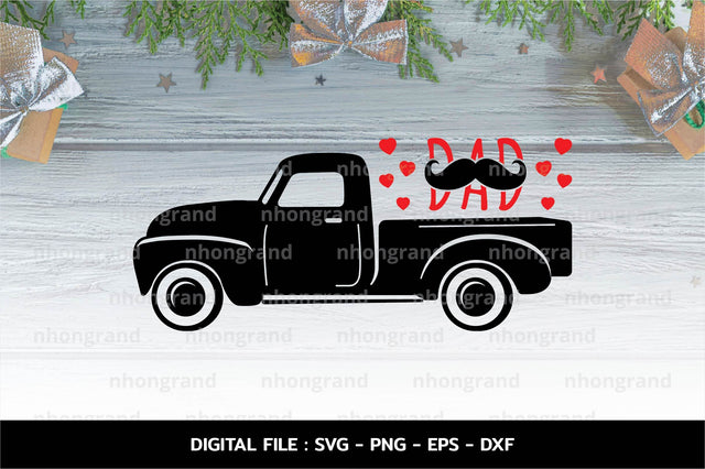 Father's day with pickup truck love dad and mustache Svg, t-shirt, Cricut Files, svg, png, eps, dxf, Instant Download SVG nhongrand 