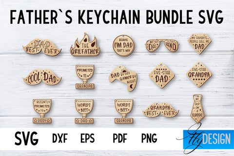 Father’s Keychain SVG Bundle | Father’s Day SVG | Keychain SVG SVG Fly Design 