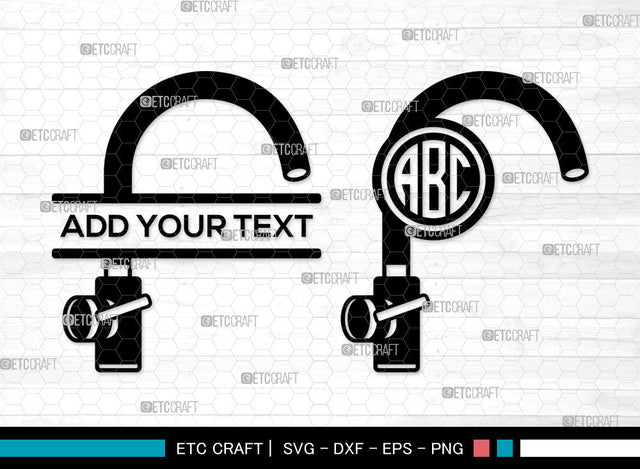 Faucet Monogram SVG, Split Monogram SVG, Leaky Tap Svg, Kitchen Fauce Svg, Water Tap Svg, Bathroom Faucet Svg, Faucet SVG ETC Craft 