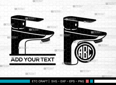 Faucet Monogram SVG, Split Monogram SVG, Leaky Tap Svg, Kitchen Fauce Svg, Water Tap Svg, Bathroom Faucet Svg, Faucet SVG ETC Craft 