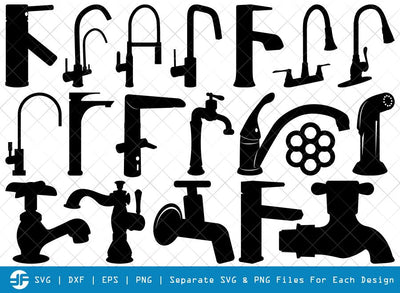 Faucet SVG Cut Files | Water Tap Silhouette Bundle | Bathroom Faucet Svg SVG ETC Craft 