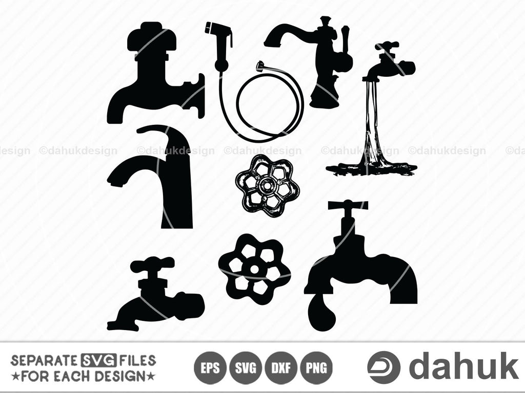 Faucet Svg, Dripping Faucet Clipart, Faucet Cutting Files, Vector Files ...