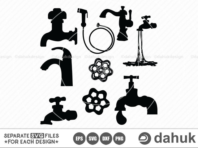 Faucet Svg, Dripping Faucet Clipart, Faucet Cutting Files, Vector Files for Cricut and Silhouette SVG dahukdesign 