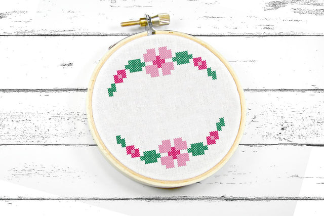 Faux Cross Stitch Floral Border Machine Embroidery Design Embroidery/Applique DESIGNS Designed by Geeks 