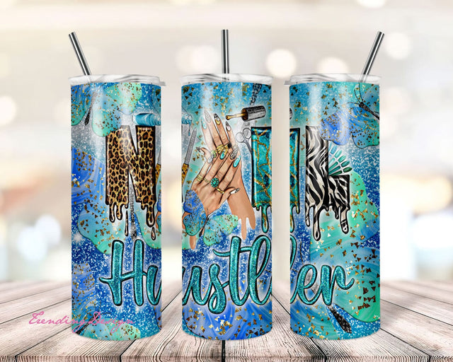 Faux glitter nail hustler/nail tech/tumbler design/tumbler wrap/sublimation/digital download Sublimation TrendingDesign 