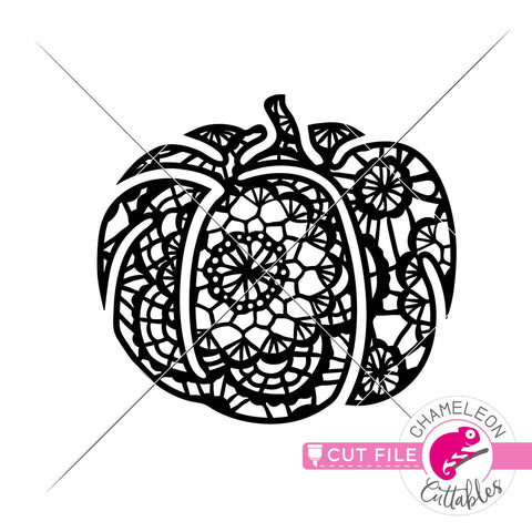 Faux Lace Fall Pumpkin - Mandala - Autumn - SVG PNG DXF EPS JPEG SVG Chameleon Cuttables 