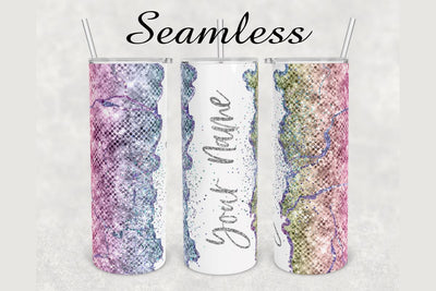 Faux Rainbow Glitter Marble Tumbler sublimation design 20 oz skinny tumbler wrap Sublimation BambinaCreations 