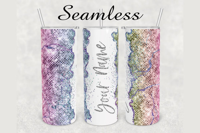 Faux Rainbow Glitter Marble Tumbler sublimation design 20 oz skinny tumbler wrap Sublimation BambinaCreations 