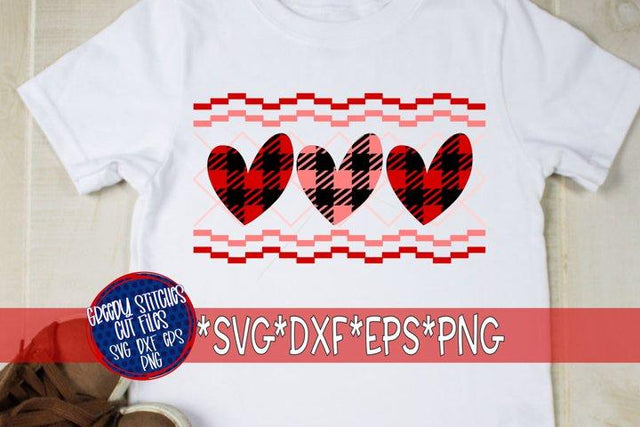 Faux Smocked Buffalo Plaid hearts SVG DXF EPS PNG-Valentine's Day SVG SVG Greedy Stitches 