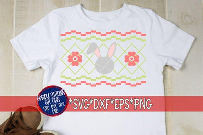 Faux Smocked Bunny and Flowers-Easter SVG SVG Greedy Stitches 