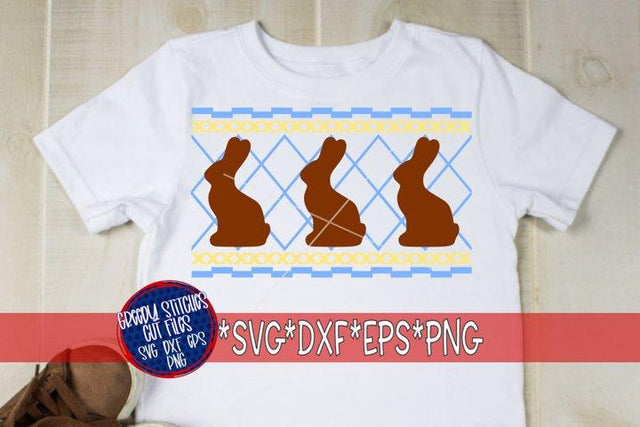 Faux Smocked Chocolate Bunny Trio SVG DXF EPS PNG-Easter SVG SVG Greedy Stitches 
