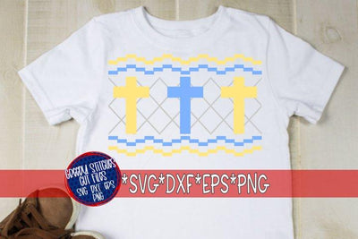 Faux Smocked Crosses SVG DXF EPS PNG-Easter SVG SVG Greedy Stitches 