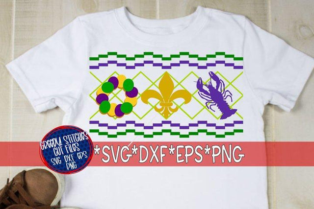Faux Smocked King Cake, Fleur, Crawfish SVG DXF EPS PNG-Mardi Gras SVG SVG Greedy Stitches 