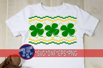 Faux Smocked Shamrock Trio SVG DXF EPS PNG-St. Patrick's Day SVG Greedy Stitches 