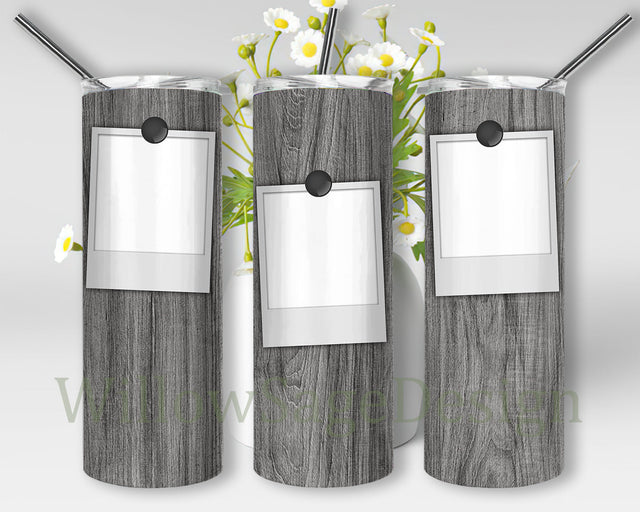 Faux Wood Photo Frame 20oz Skinny Tumbler, Memory Photo Frame Tumbler Png, Sublimation Design, Digital Download Sublimation WillowSageDesign 