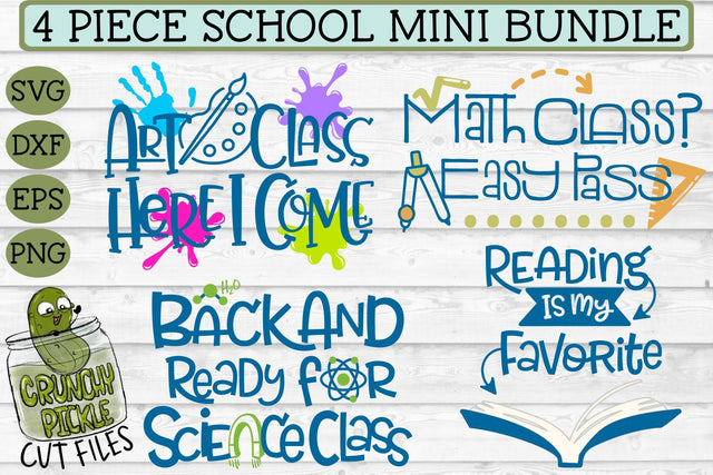 Favorite Classes School Cut File 4-Set SVG Mini Bundle SVG Crunchy Pickle