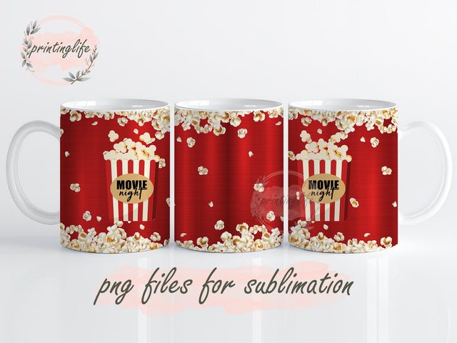 Favorite Movie Night Mug Wrap, Christmas Press Sublimation Png, xmas Sublimation Designs Sublimation PrintingLife 