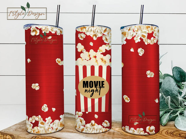 Favorite Movie Night Tumbler Design, Theater Sublimation Wrap Downloads, Awesome Sublimation Designs-PNG Instant Download Sublimation iStyleDesign 