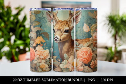 Fawn 20 oz Skinny Tumbler Sublimation Design PNG Sublimation BijouBay 