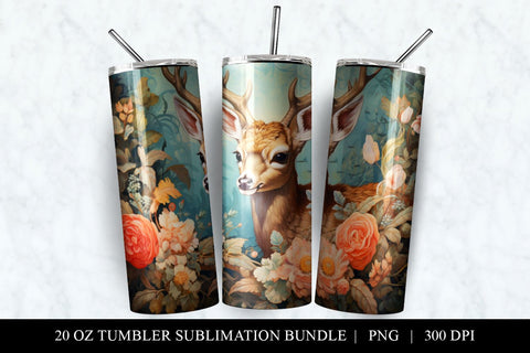 Fawn 20 oz Skinny Tumbler Sublimation Design PNG Sublimation BijouBay 