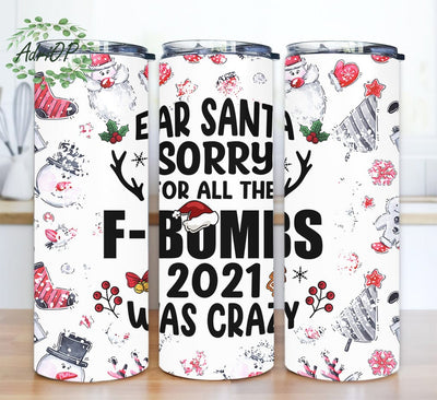Fbomb Santa 20oz Skinny Tumbler Png, Christmas Santa Tumbler, Fbomb Santa Tumbler, Christmas Png, Christmas Tumbler Png, Digital Design Download Sublimation AdriOP 