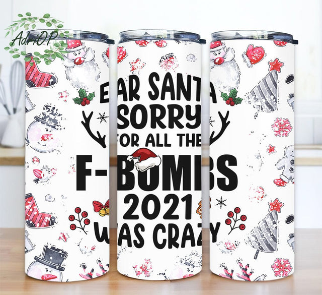 Fbomb Santa 20oz Skinny Tumbler Png, Christmas Santa Tumbler, Fbomb Santa Tumbler, Christmas Png, Christmas Tumbler Png, Digital Design Download Sublimation AdriOP 
