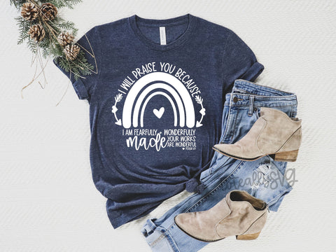 Fearfully and Wonderfully Made - Psalm 139 Rainbow SVG SVG Toteally Creations 