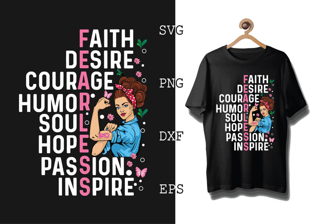 Fearless Svg, Breast Cancer Awareness Svg, Png, Eps, Dxf Files SVG DesignTShirt 