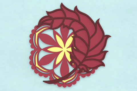 Feather and Mandala layered 3D SVG cut files SVG Angel on Empire 