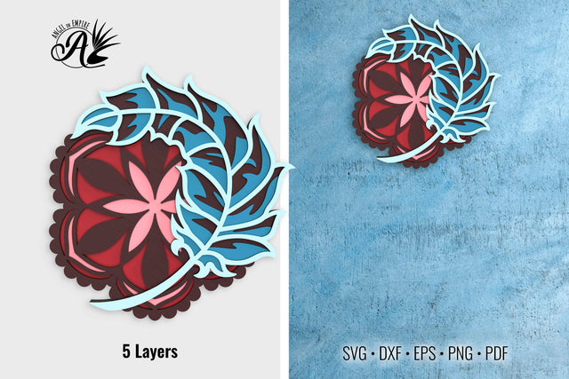 Feather and Mandala layered 3D SVG cut files SVG Angel on Empire 