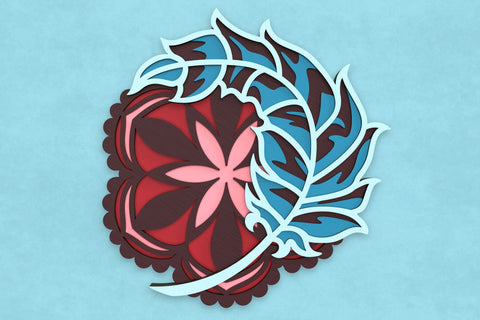 Feather and Mandala layered 3D SVG cut files SVG Angel on Empire 