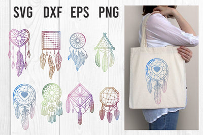 Feather Dreams Dreamcatcher Clipart Set, svg, sublimation SVG dadan_pm 