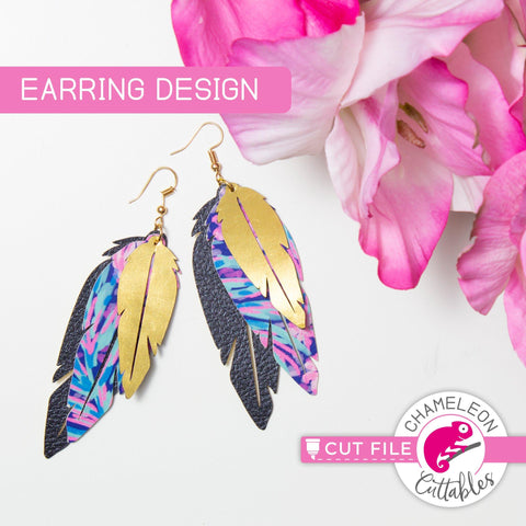 Feather Earring Template svg png dxf SVG Chameleon Cuttables 