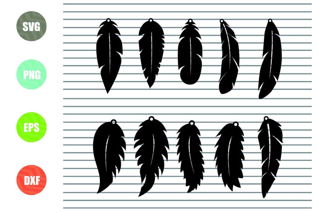 Feather Earrings (1) Svg, Feather Jewelry Template, Leather Earrings, Template Silhouette Cut Files, Cricut Cut Files Pendant DIY eps dxf SVG Artstoredigital 
