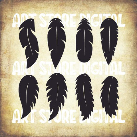 Feather Earrings (2) Svg, Feather Jewelry Template, Leather Earrings, Template Silhouette Cut Files, Cricut Cut Files Pendant DIY eps dxf SVG Artstoredigital 