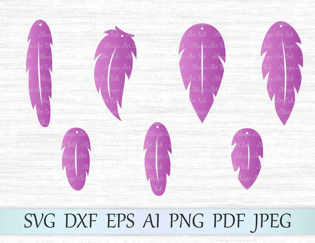 Feather earrings cut files SVG MagicArtLab 