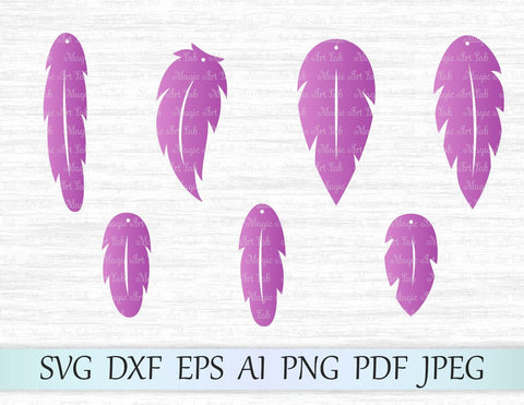 Feather earrings cut files SVG MagicArtLab 