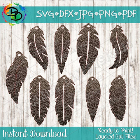 Feather Earrings SVG DynamicDimensionsDesign 