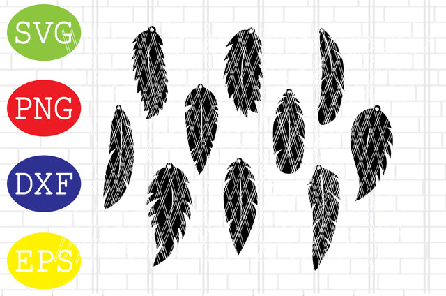 Feather Earrings Svg, Earrings Svg Template For Cricut, Faux Leather Earrings Svg, Feather Earring Cutting File Download SVG DigitalSvgFiles 
