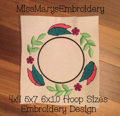 Feather Monogram Frame Embroidery/Applique MissMarysEmbroidery 